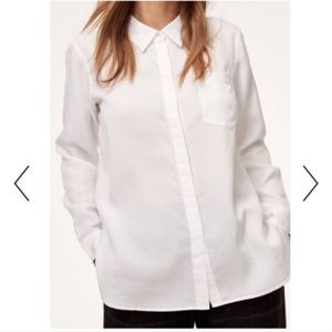 NWT Aritzia Babaton Reno Button Down Shirt in White ; Size XS